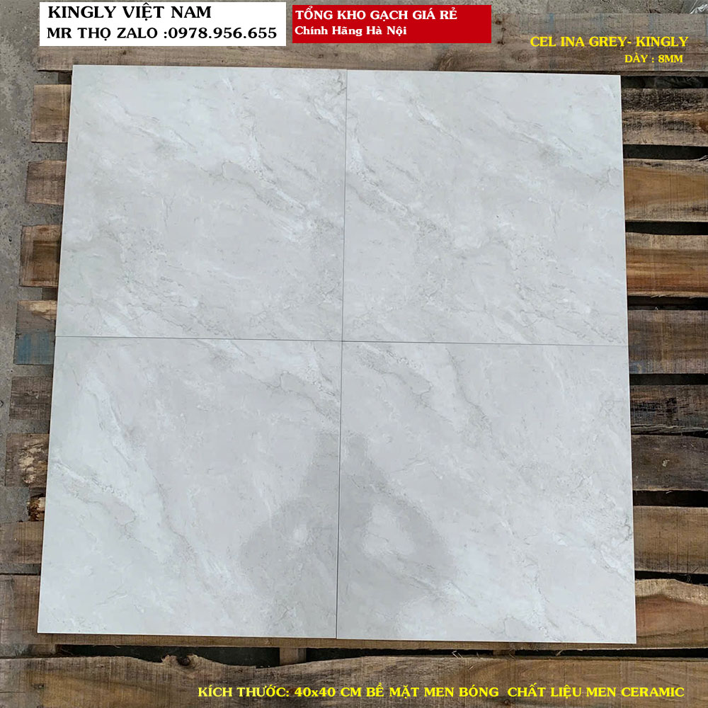 Gạch lát nền giá rẻ 400x400 mm mikado A1 CEL INA GREY